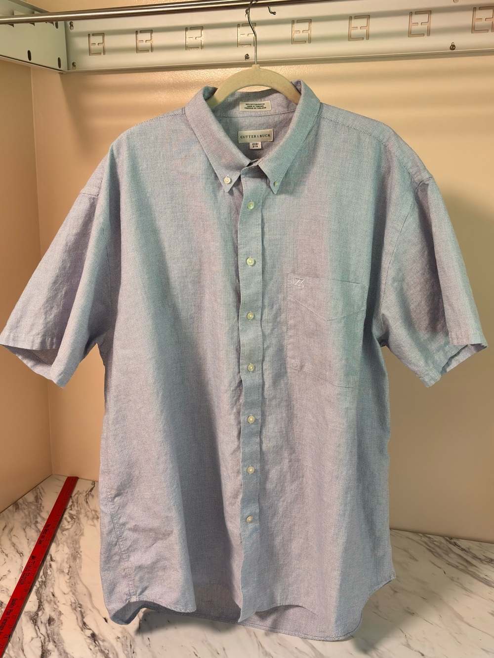 Cutter & Buck Light Blue Short-Sleeve Button-Down Shirt